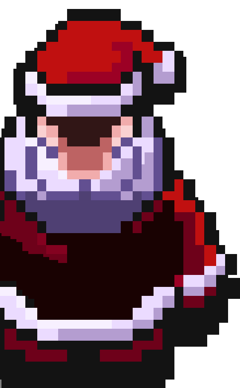 2D pixelated art of an ominous santa.