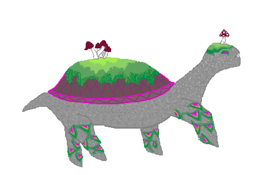 2D model of a snapping turtle style dragon