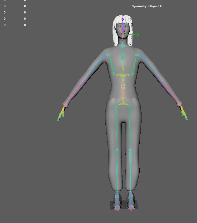 3D Model of a woman that has been rigged with bones