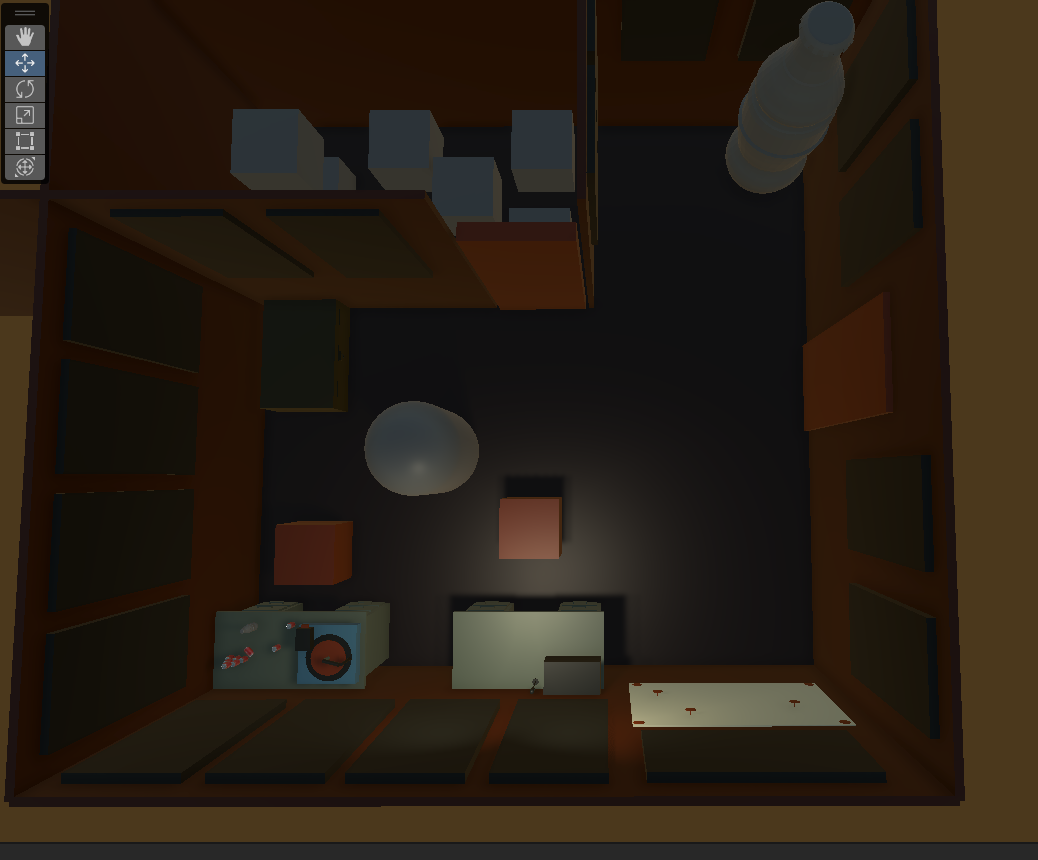 Leave A Message room from a bird's eye POV.